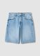 Pure cotton denim blue wide leg shorts_4