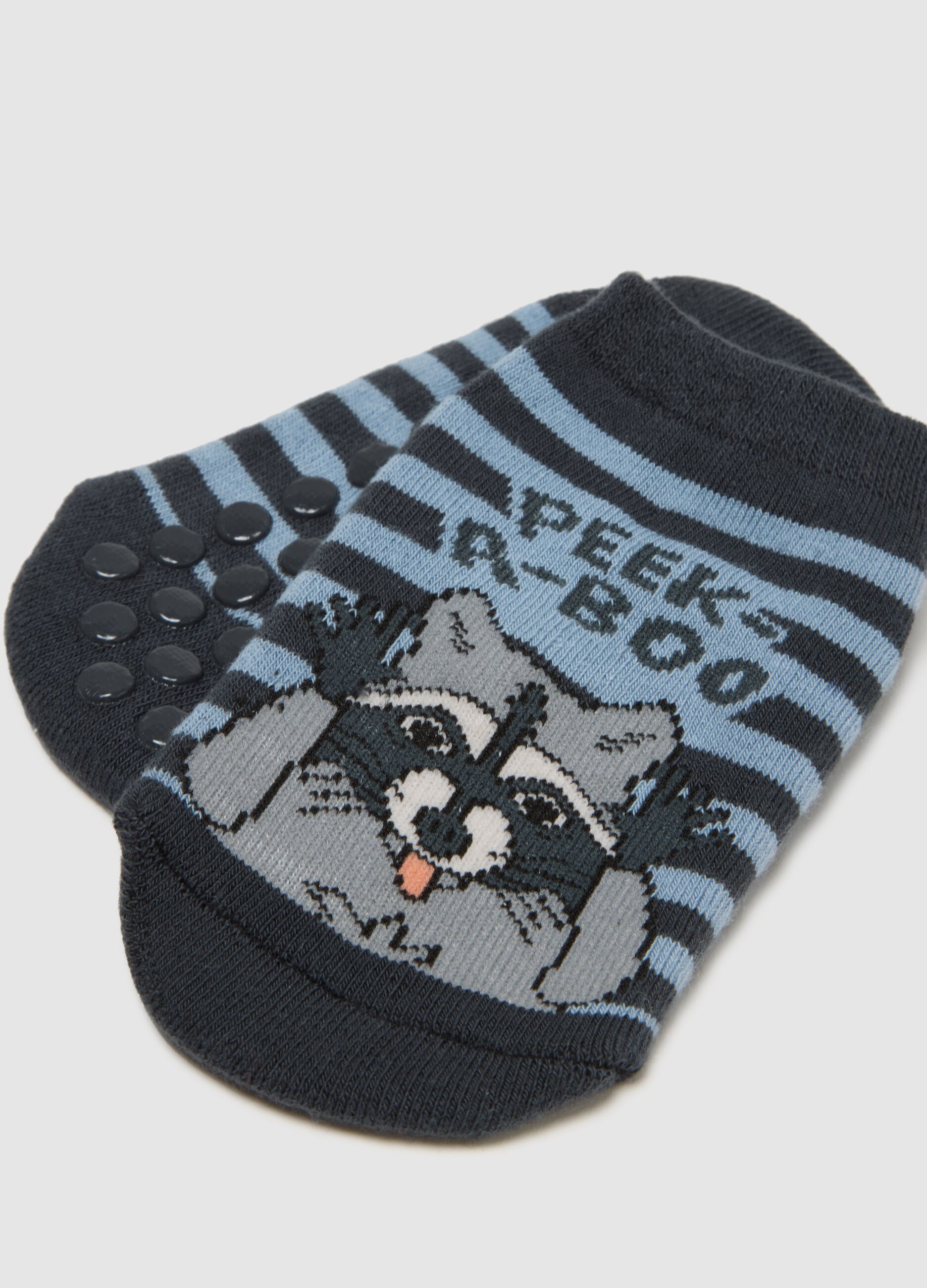 Children's Non-Slip Cotton Blend Blue Socks