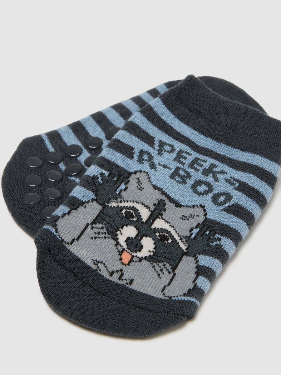 Children's Non-Slip Cotton Blend Blue Socks_2