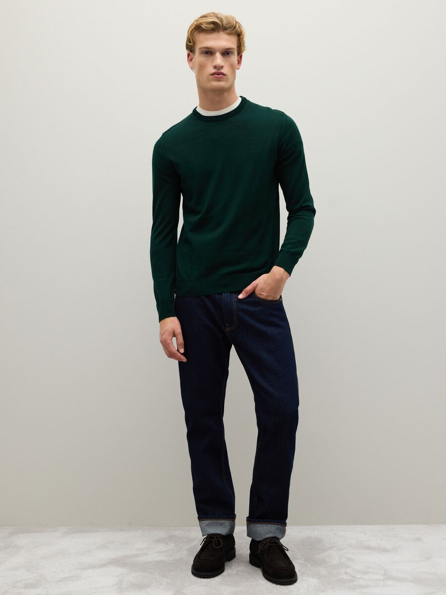 Green merino wool sweater regular fit_2