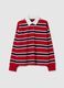 Multicolour pure cotton striped polo shirt in regular fit_4