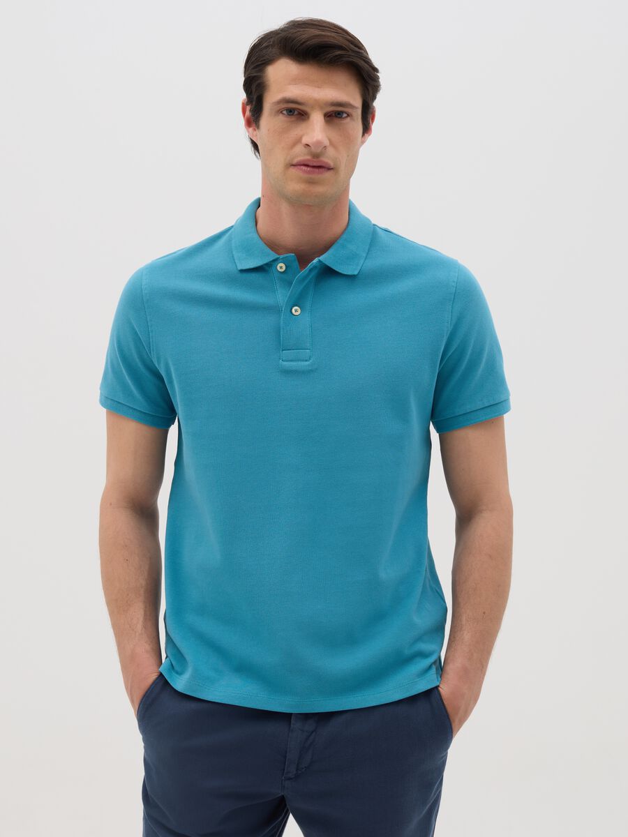 Light Blue Cotton Short Sleeve Polo_0