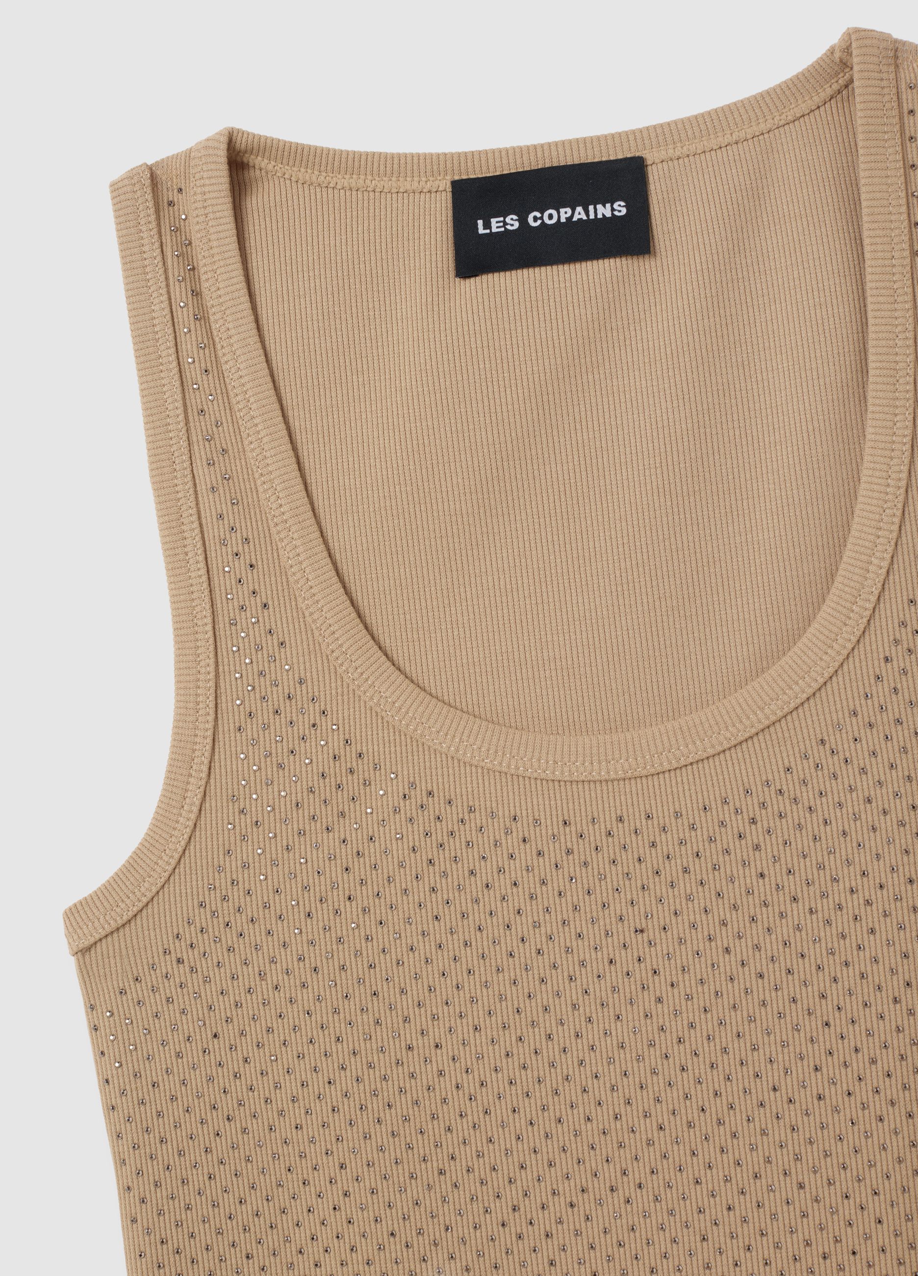Canotta da donna in misto beige fitted