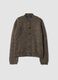 Brown wool-blend crew-neck cardigan, regular fit_0