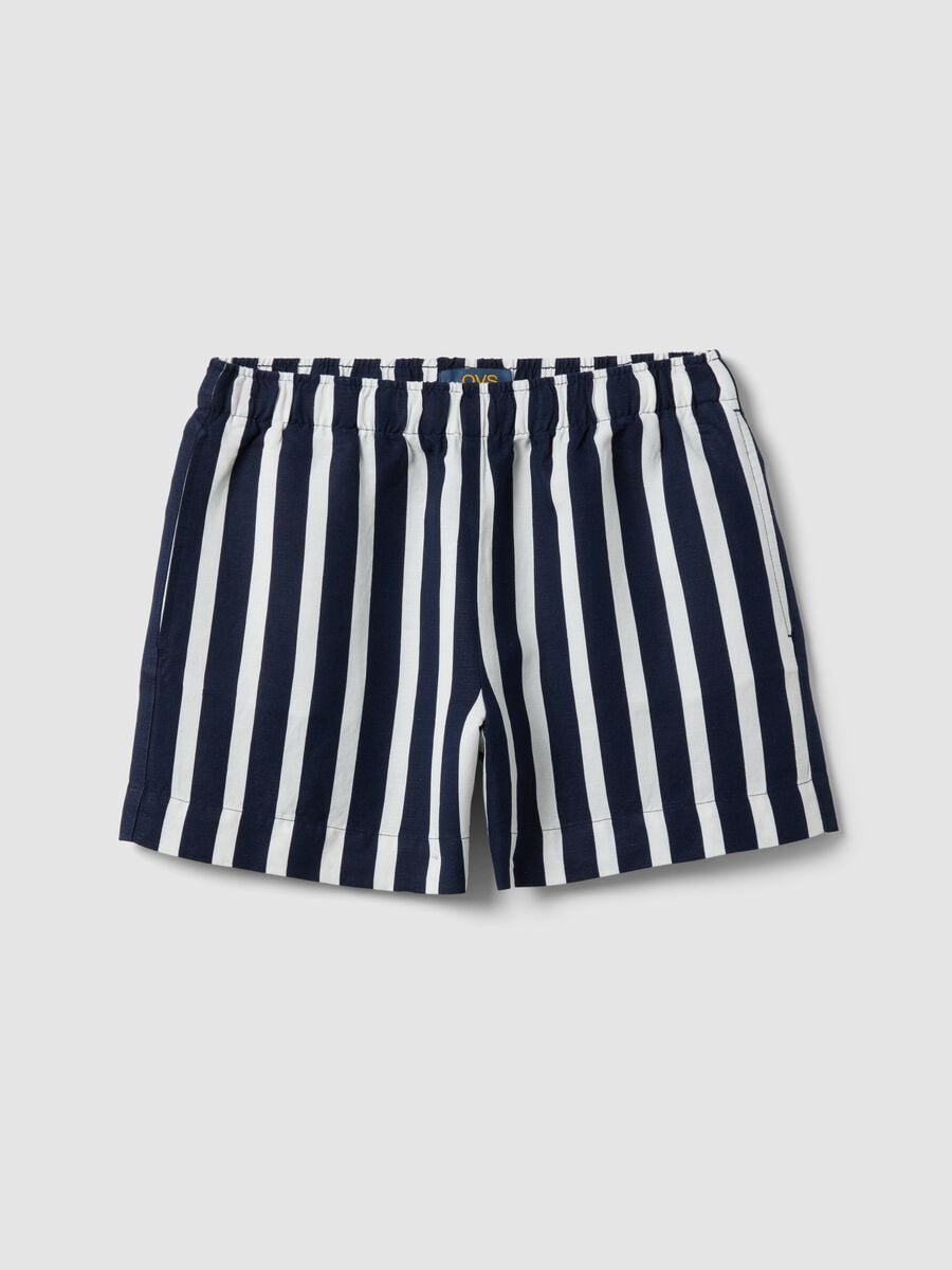 Multicolour striped linen-viscose blend shorts with elasticated waist, regular fit_4