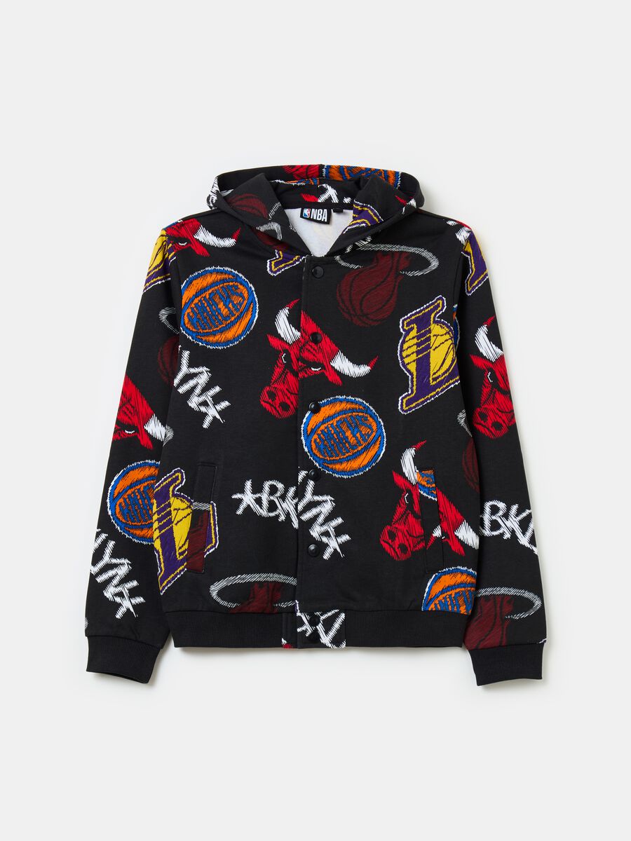 Sweatshirt with hood and NBA print_0