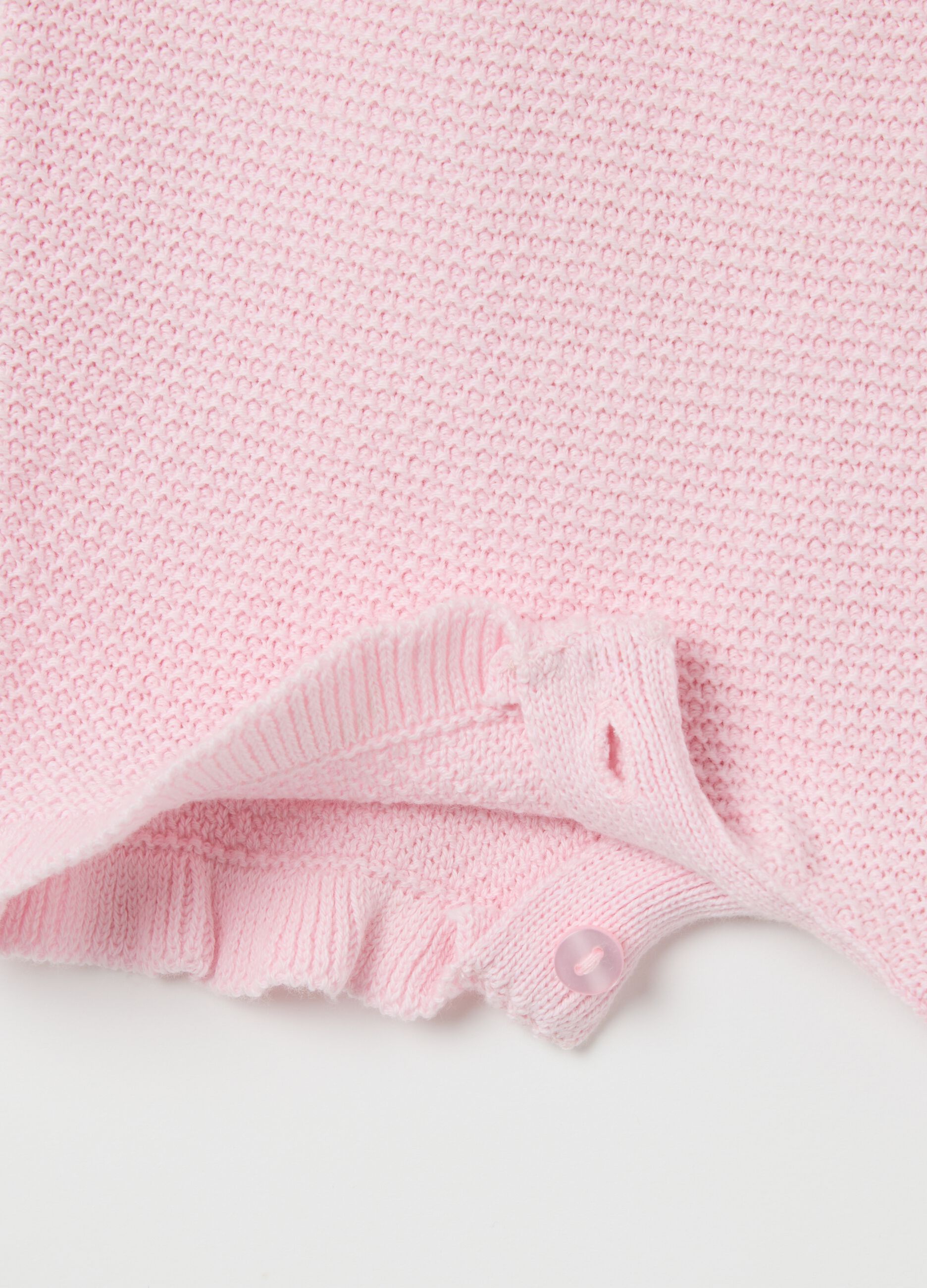 Pagliaccetto da neonata in misto cotone multicolor con rouches e chiusura a bottoni