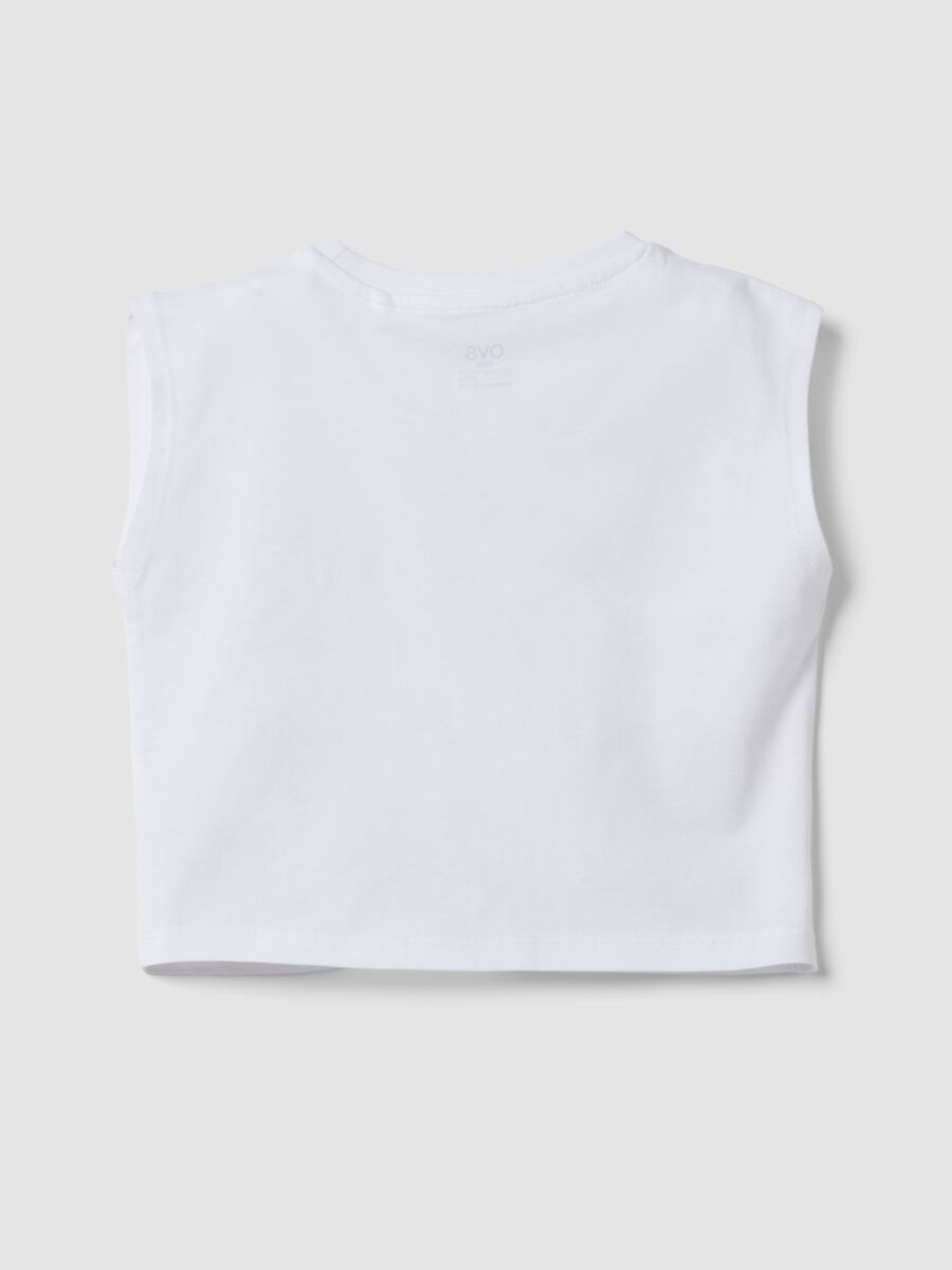 White pure cotton tank top with tropical print_1