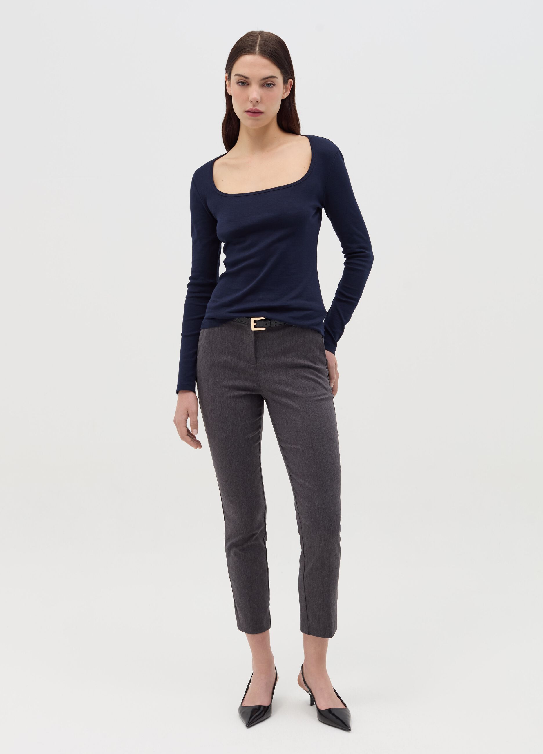 Cotton T-shirt with round neck