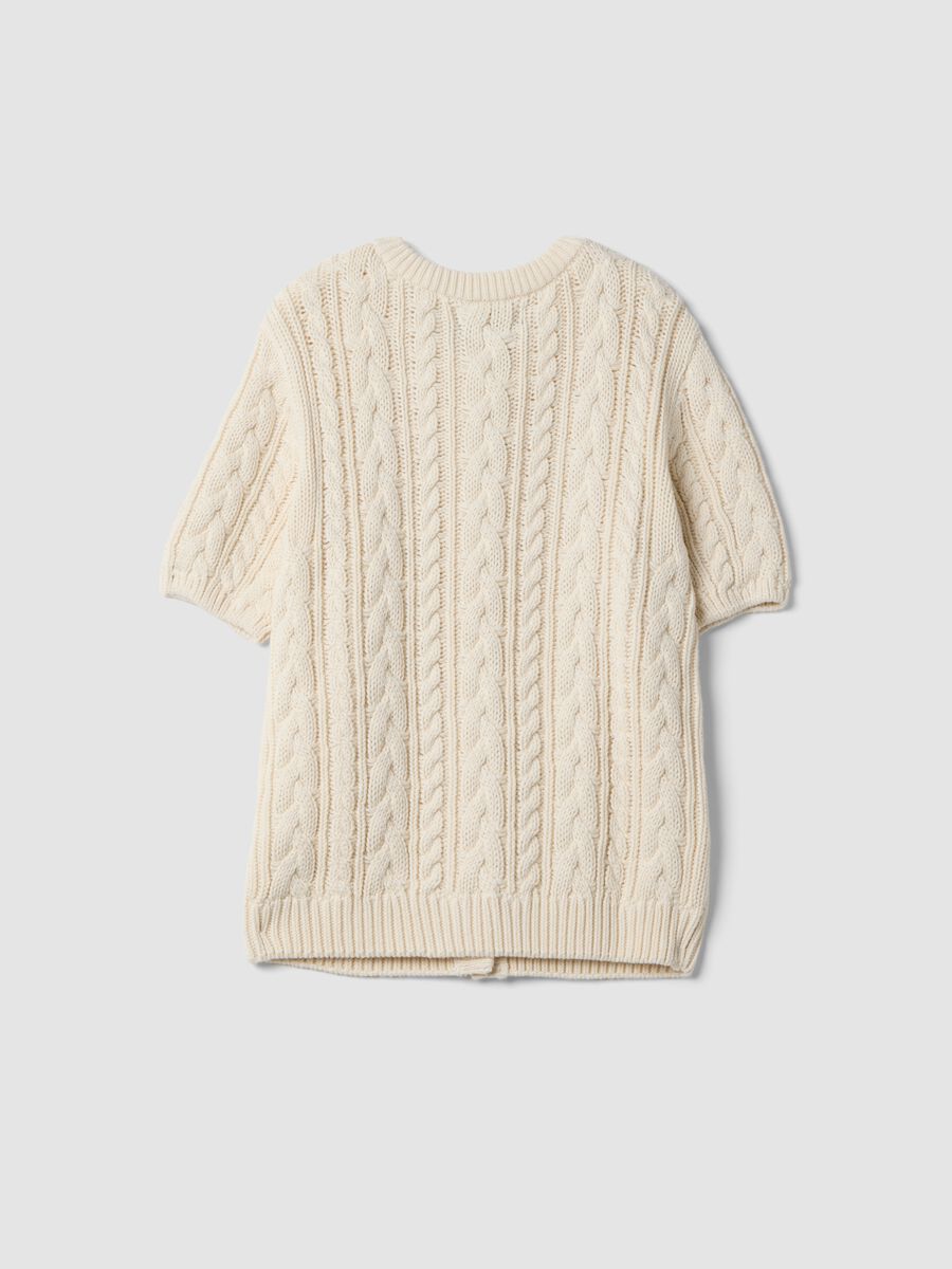 Cardigan beige in puro cotone a trecce regular fit_2