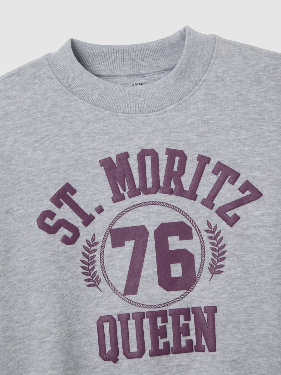 Grey cotton blend sweatshirt with regular fit and crew neck_5