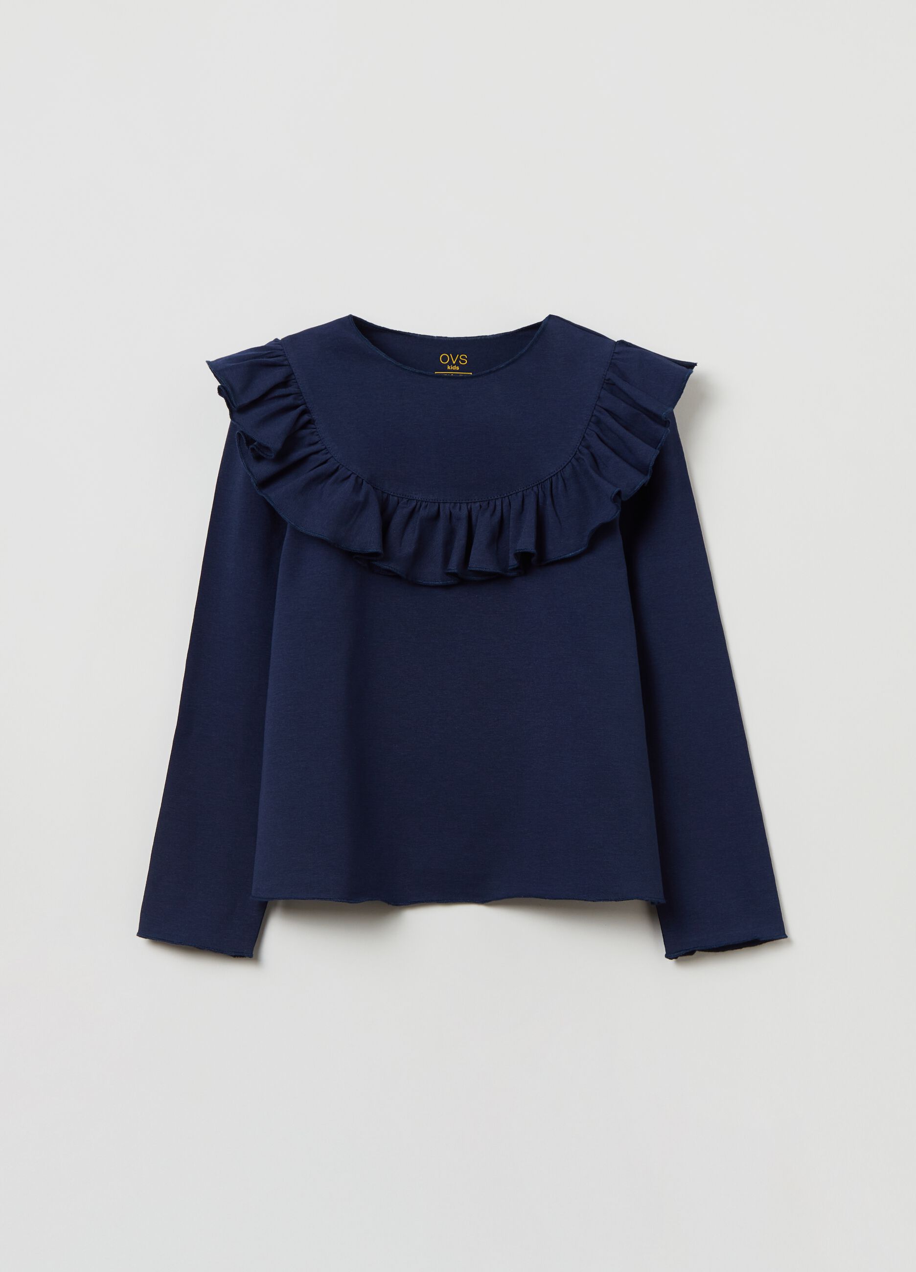 T-shirt a maniche lunghe con volant_0