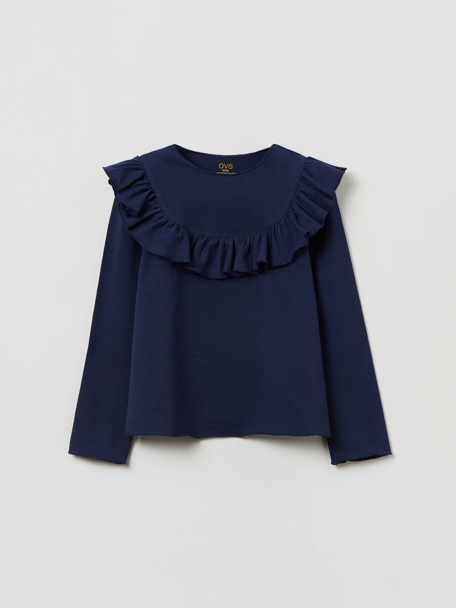 T-shirt a maniche lunghe con volant_0
