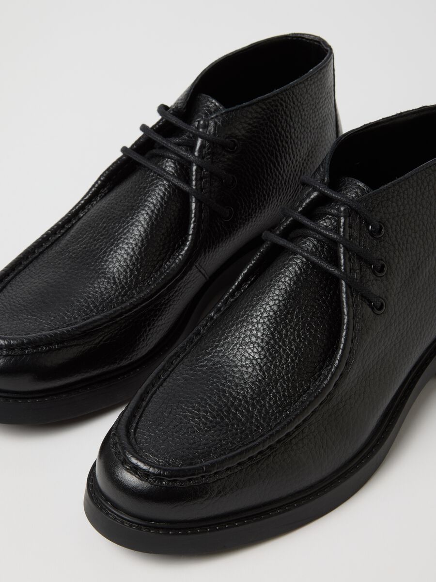 Black genuine leather loafers_3