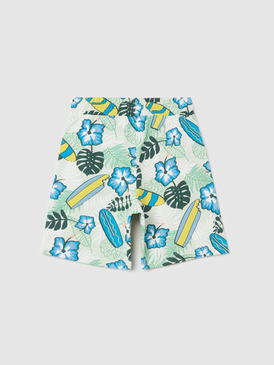 Cotton Bermuda shorts with drawstring and print_1