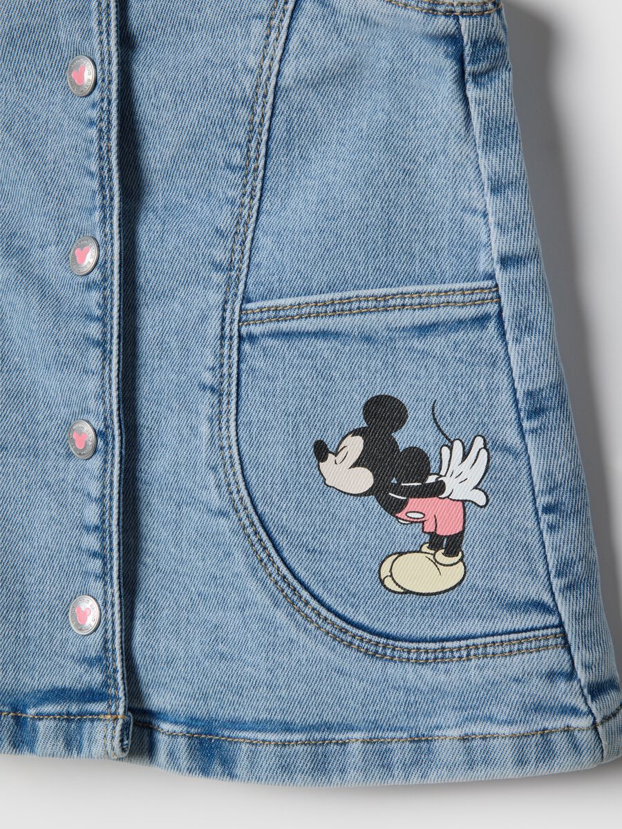 Blue stretch denim dress regular fit for baby girl_3