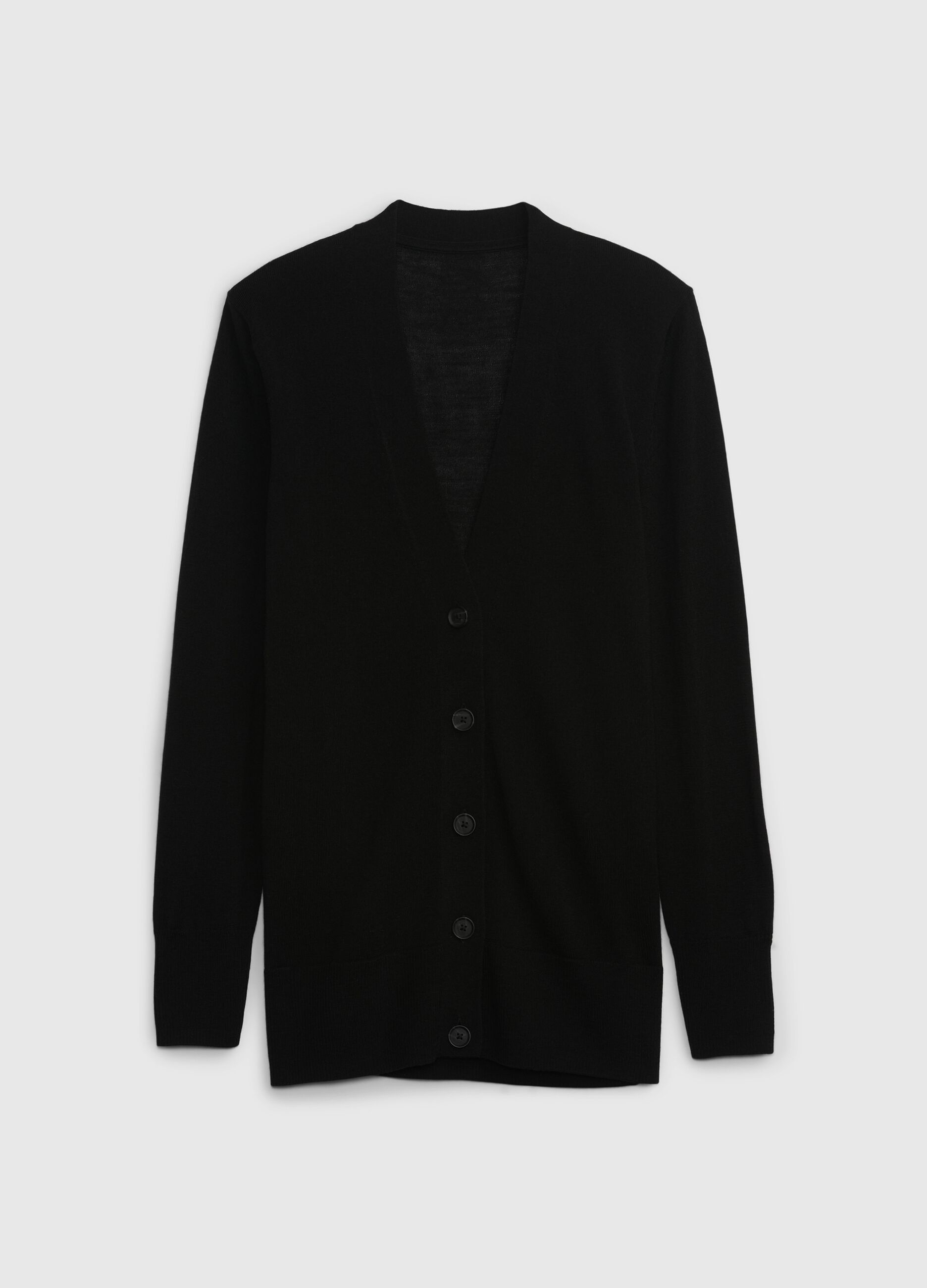 Cardigan in lana merino con scollo a V