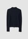 Navy viscose-blend fitted cardigan with polo collar_6