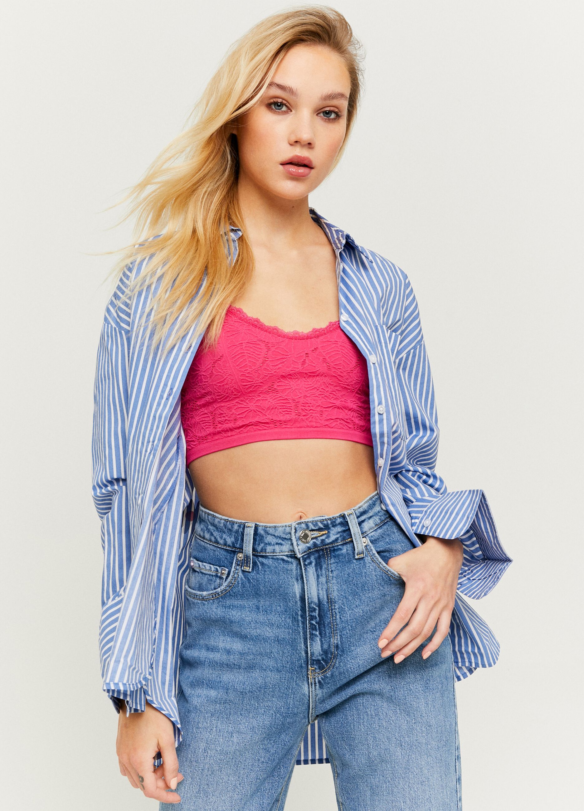 Camicia a righe con stampa_0
