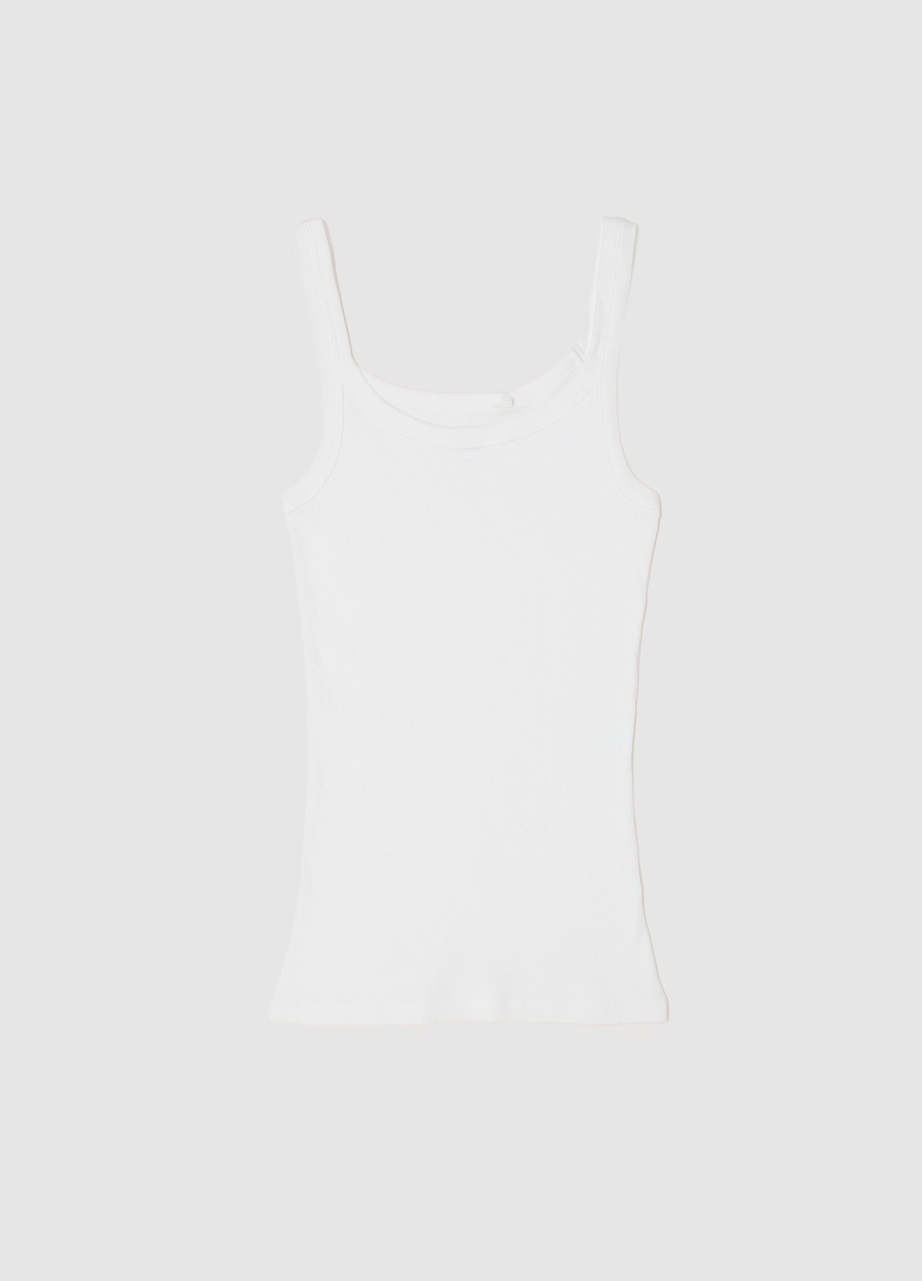Ribbed vest with round neck