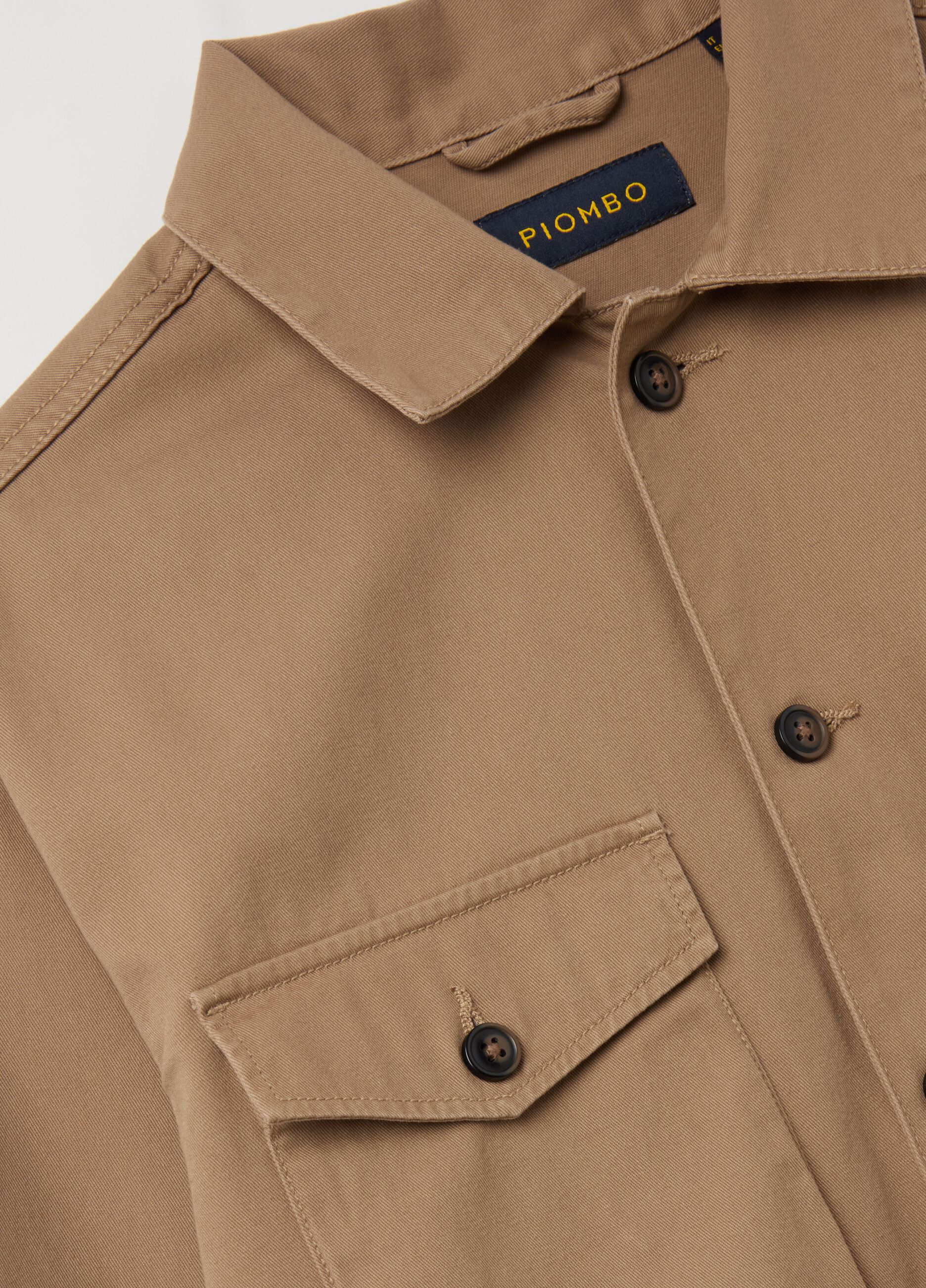 Shacket in twill tinta unita