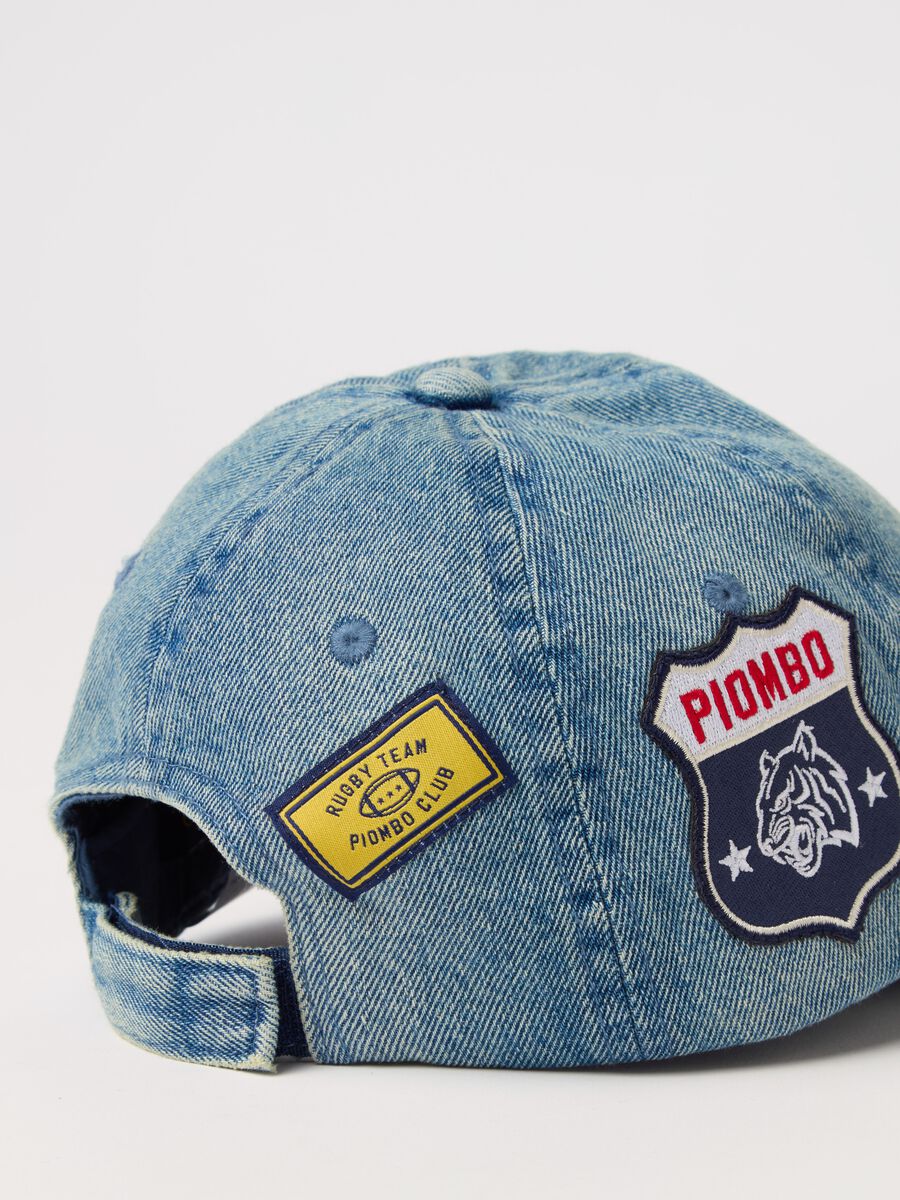 Denim baseball cap with logo embroidery_2