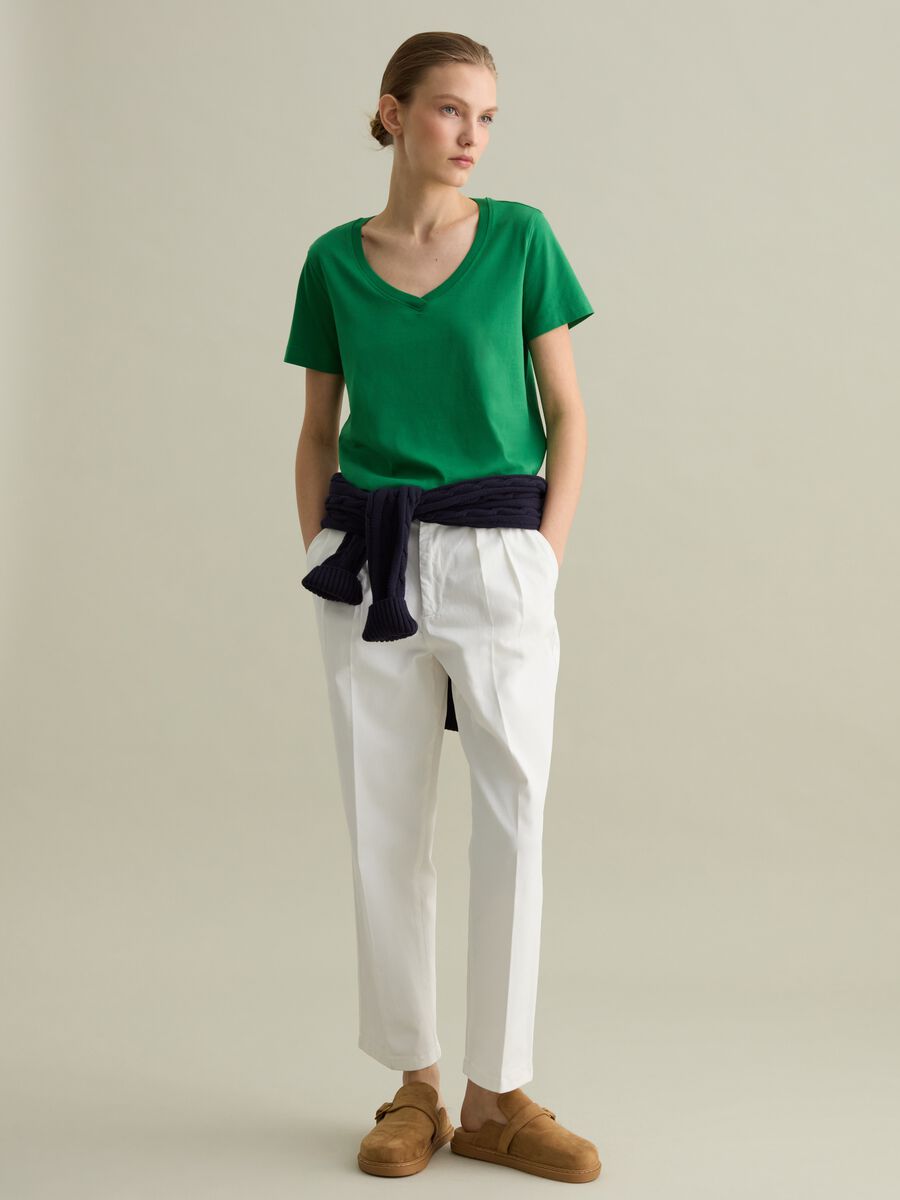 Cotton V-neck T-shirt_1