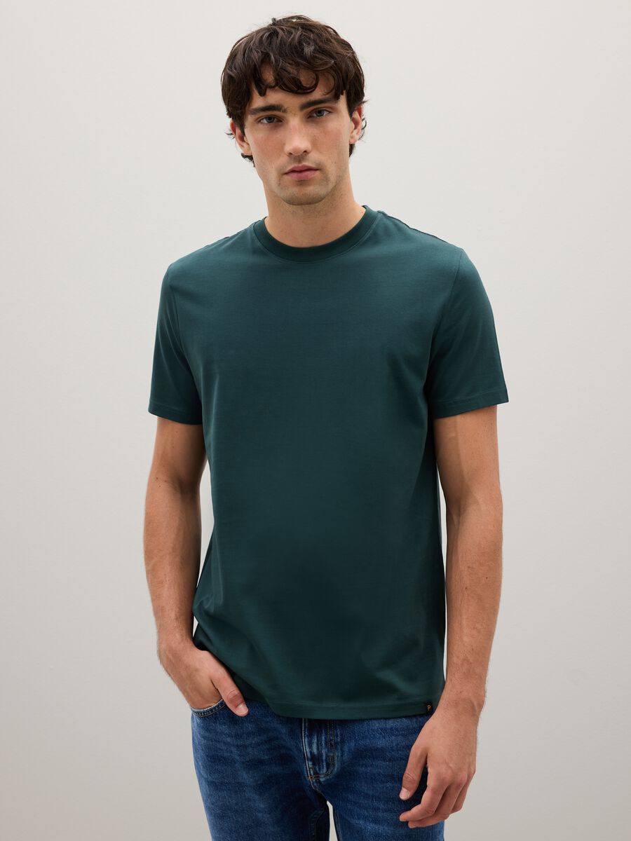 Green pure cotton T-shirt_0