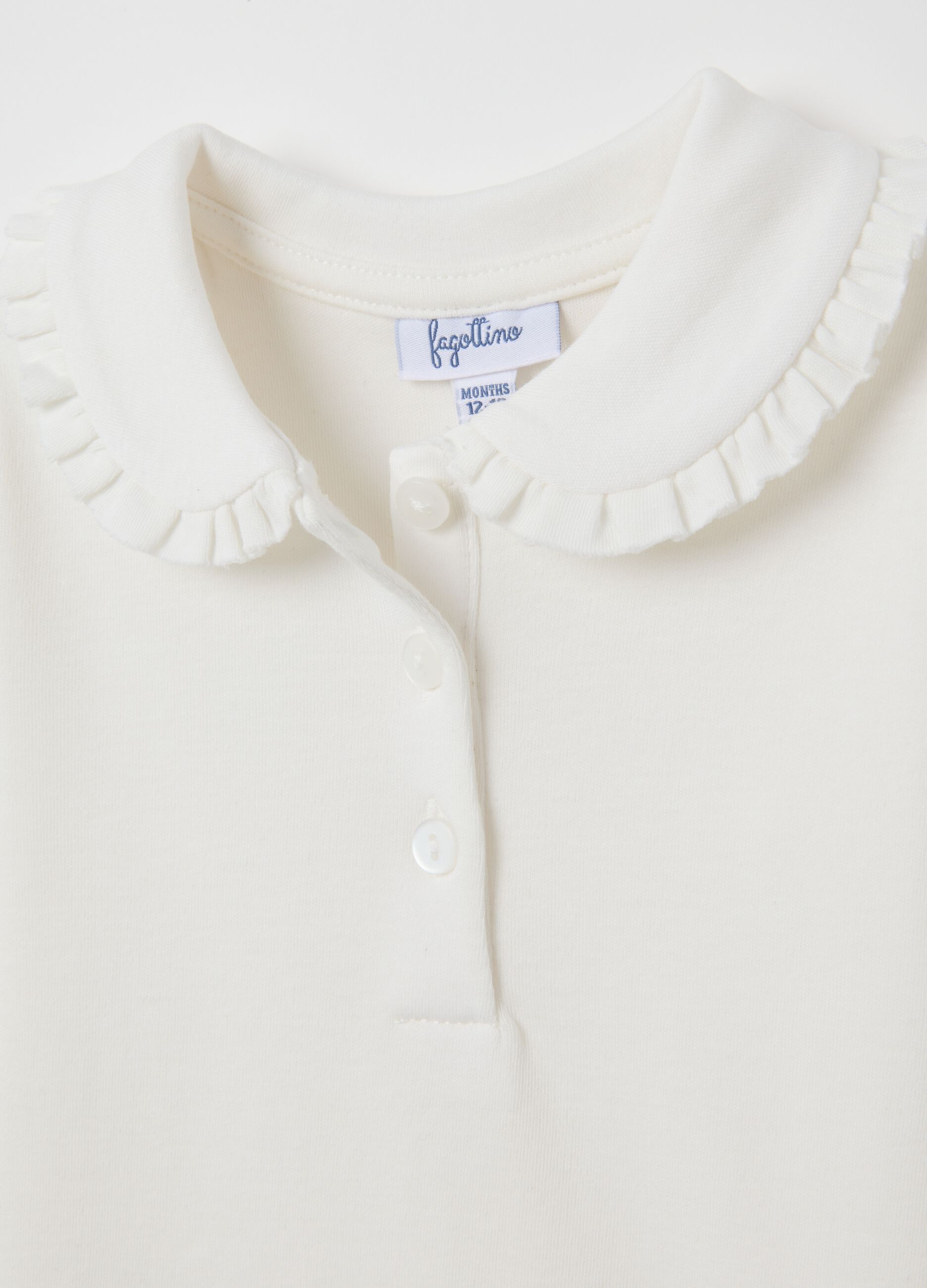 Polo da neonata in puro cotone bianca regular fit