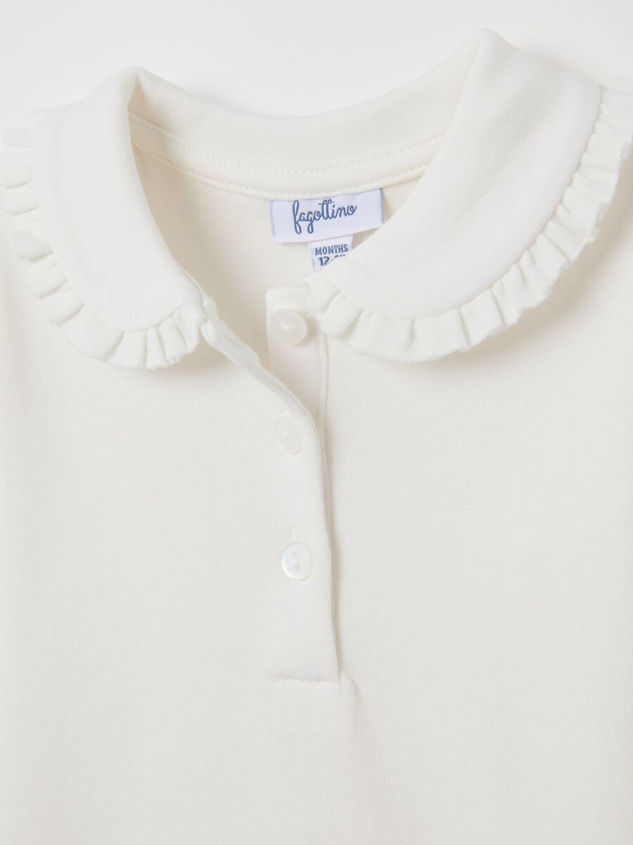 Polo da neonata in puro cotone bianca regular fit_2