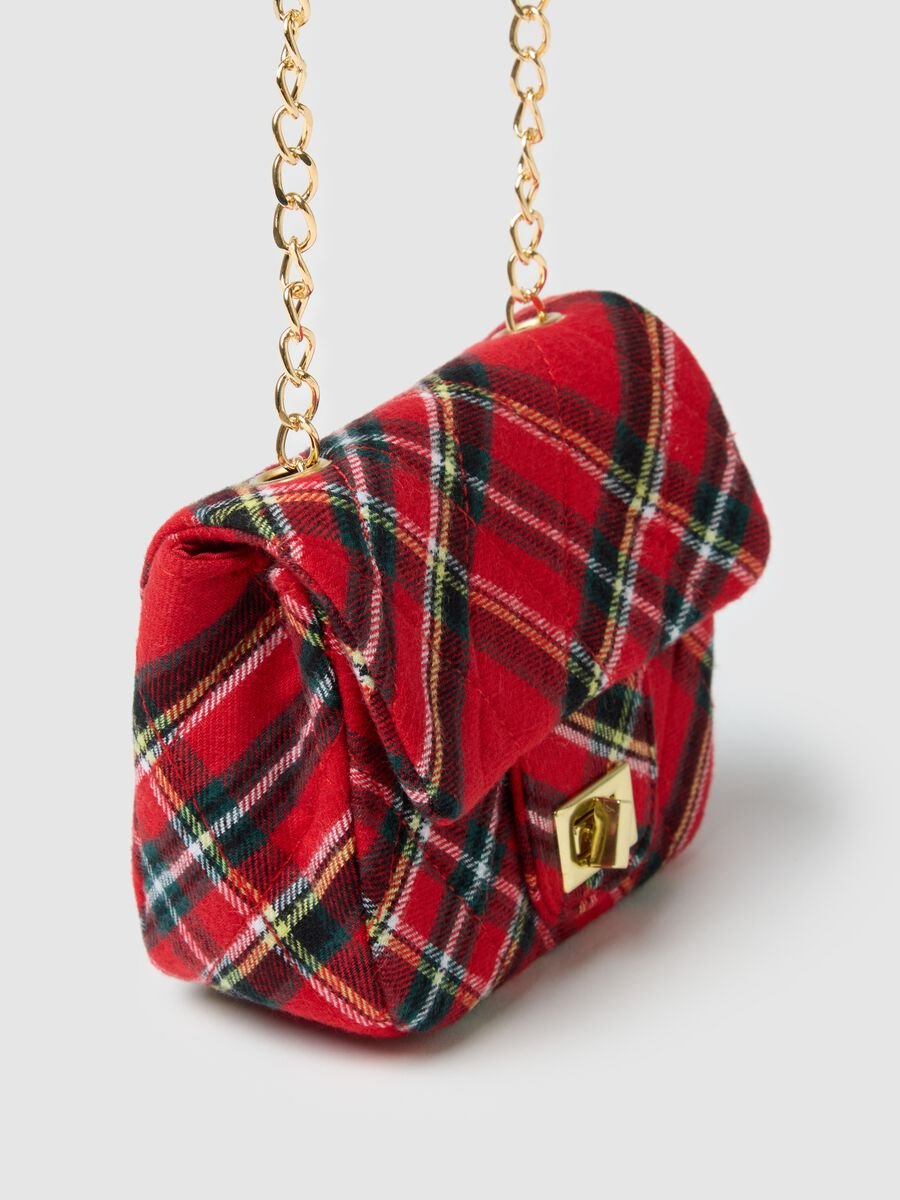 Multicoloured plaid crossbody bag for girls in pure cotton_2