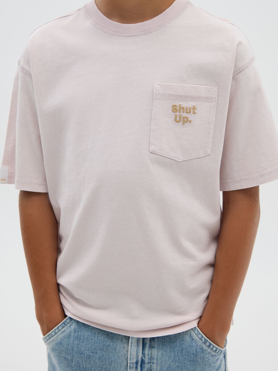 Boy's pure cotton pink regular fit t-shirt with a pocket_2