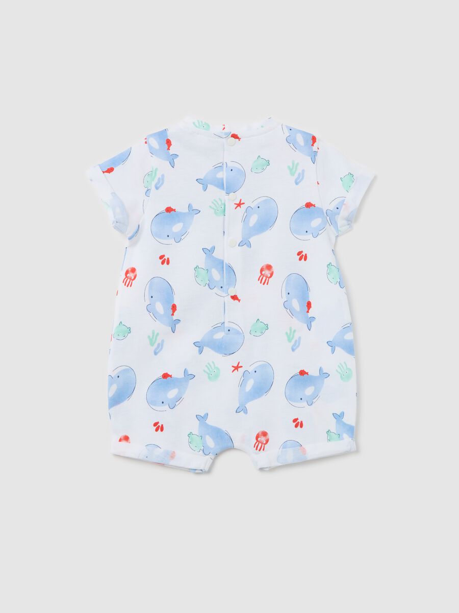 Cotton onesie with whales print_1