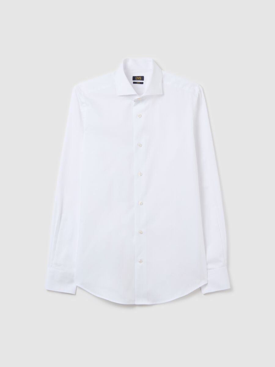 Slim-fit solid colour easy-iron shirt_4