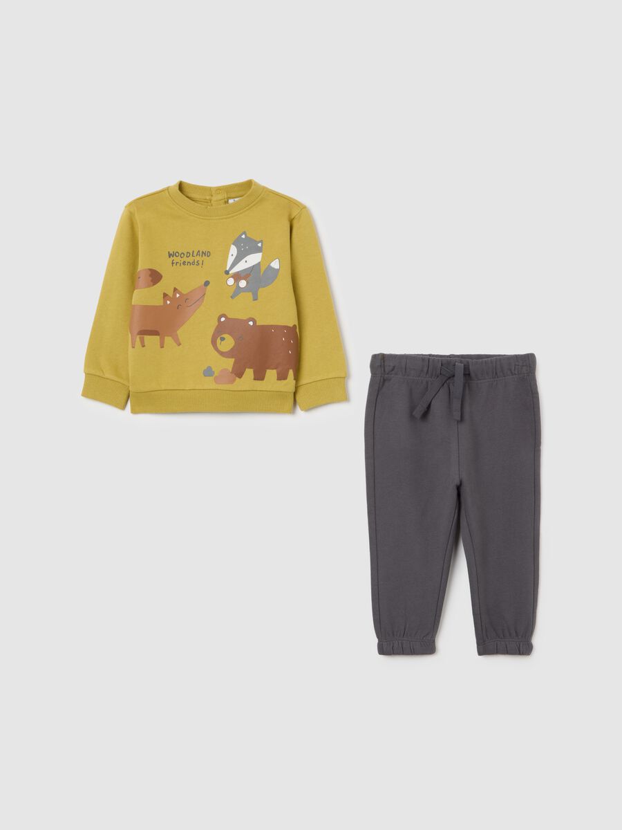 Yellow sweatshirt and grey trousers set_0