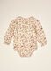 Beige floral pure viscose baby bodysuit with round neck_2