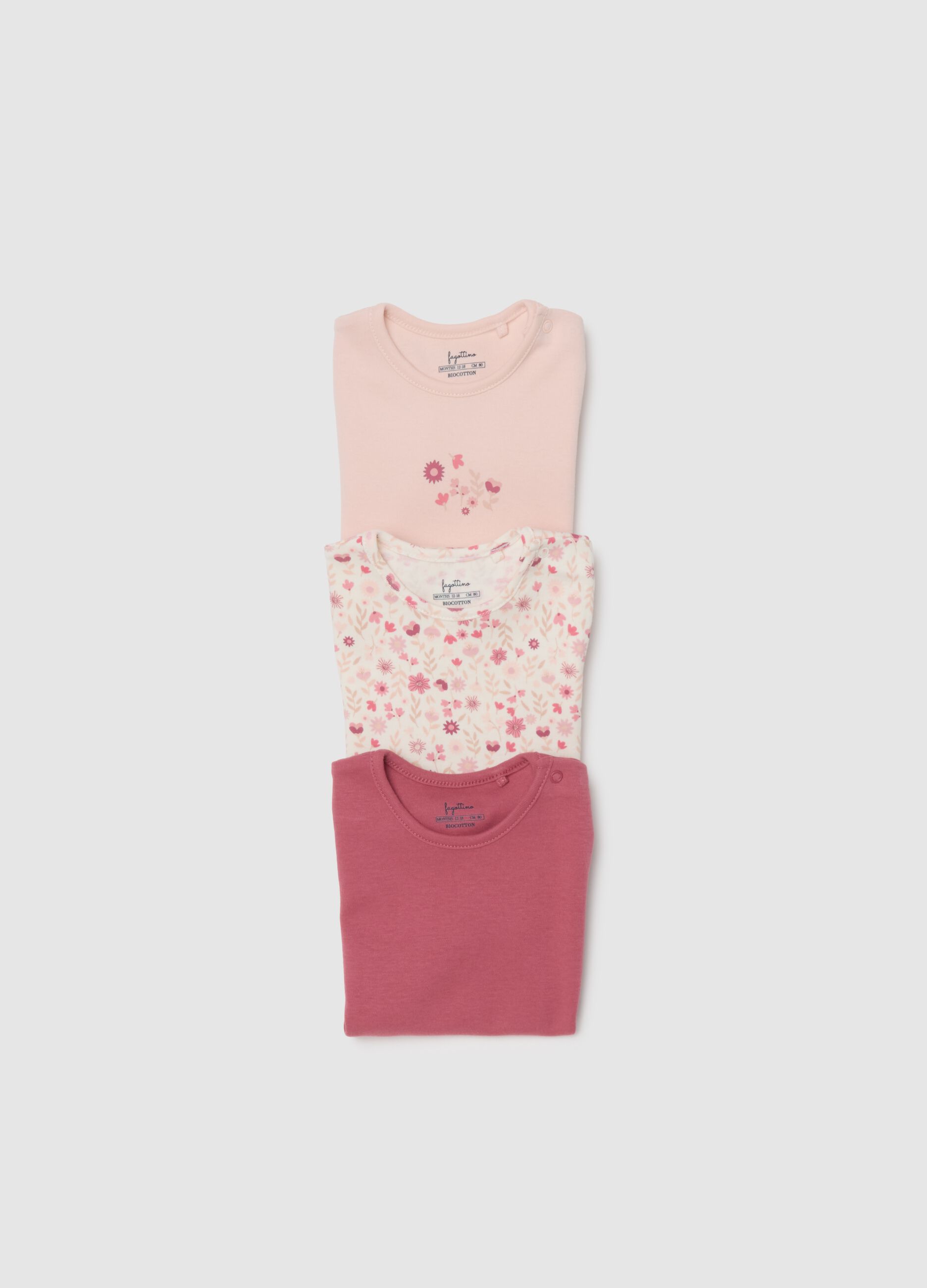 Pink bodysuit for girls in organic cotton