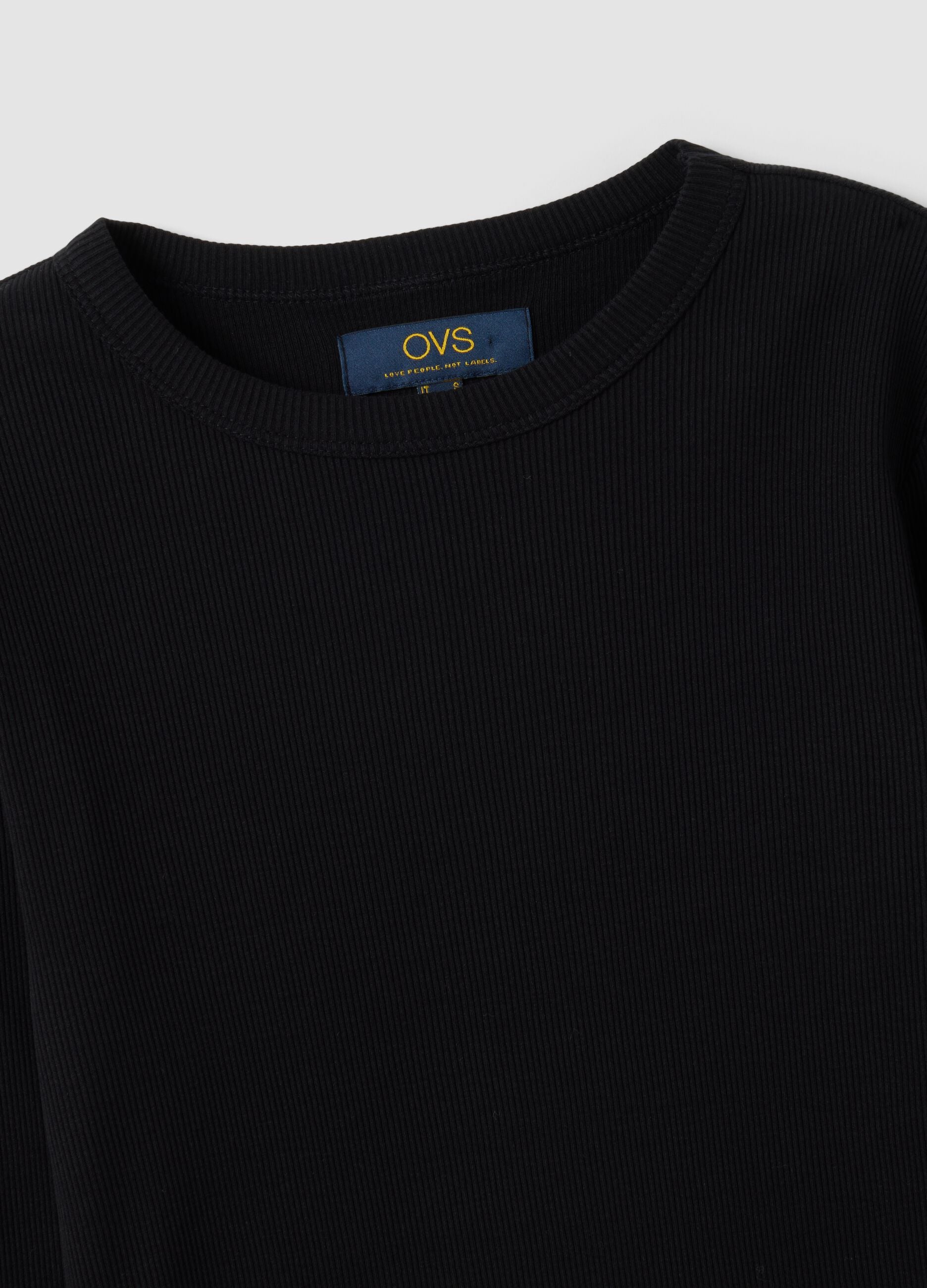 Black long-sleeve pure cotton T-shirt