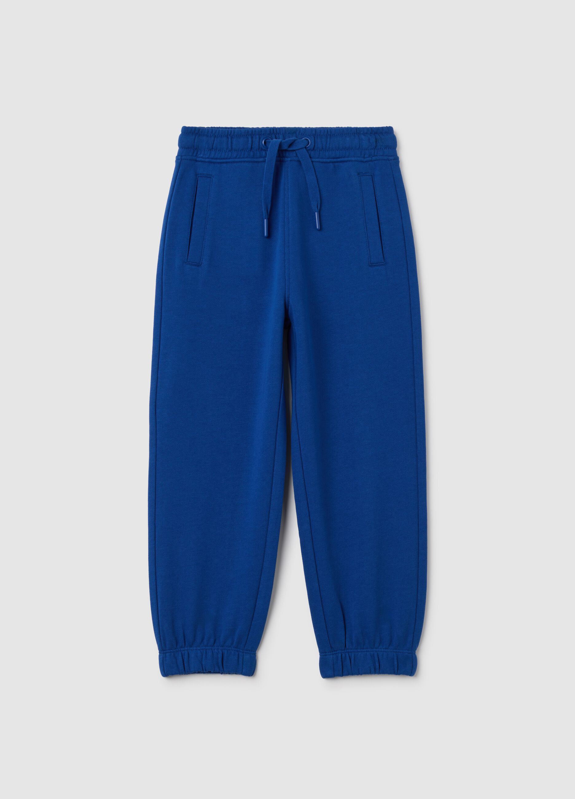 Pantaloni da bambino in puro cotone blu regular fit