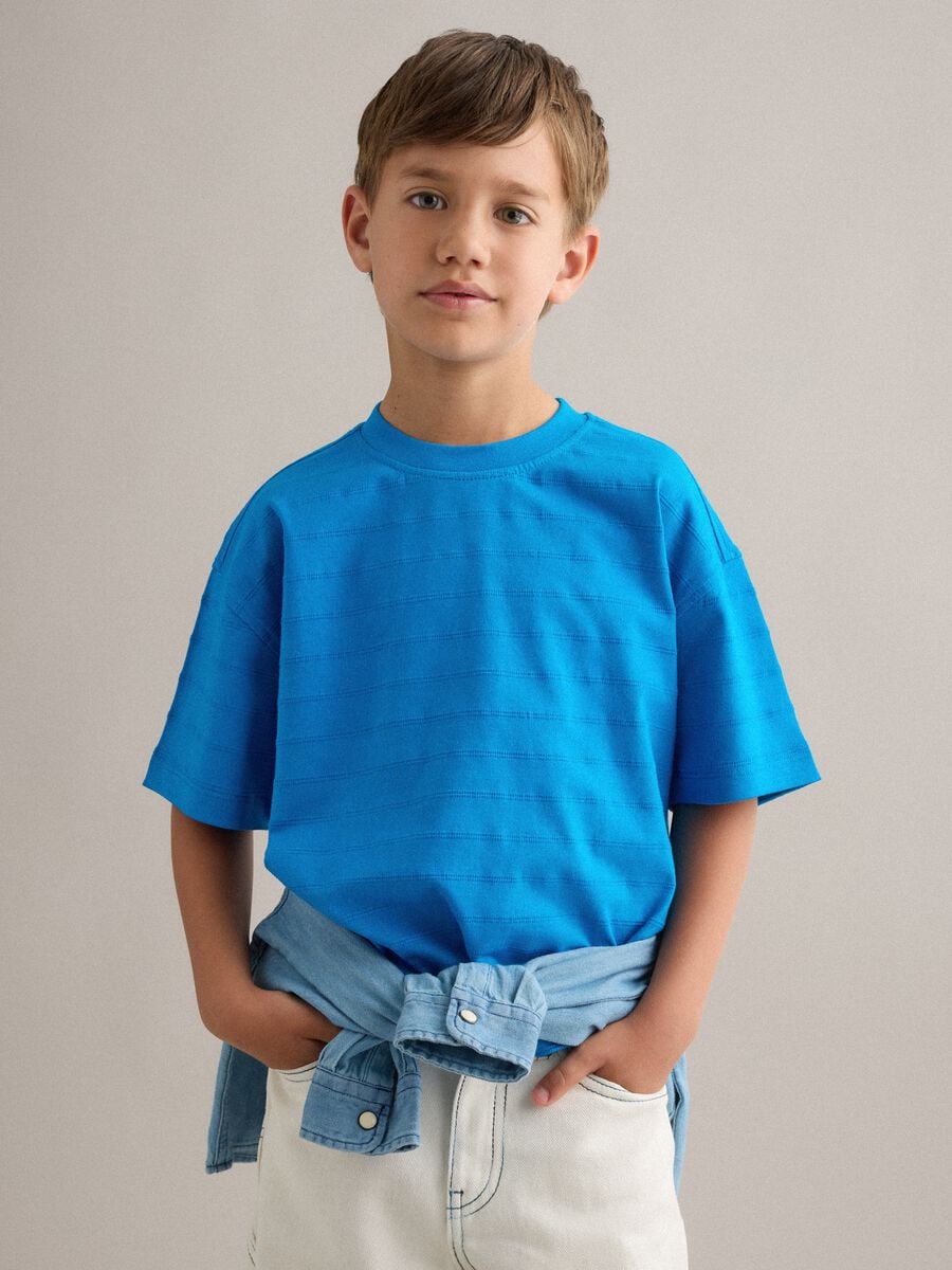 Children's regular fit blue pure cotton t-shirt_0