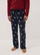 Long red pyjama set with crew neck top and patterned trousers_3
