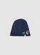 Blue organic stretch cotton jersey hat with appliqu&eacute;s_0