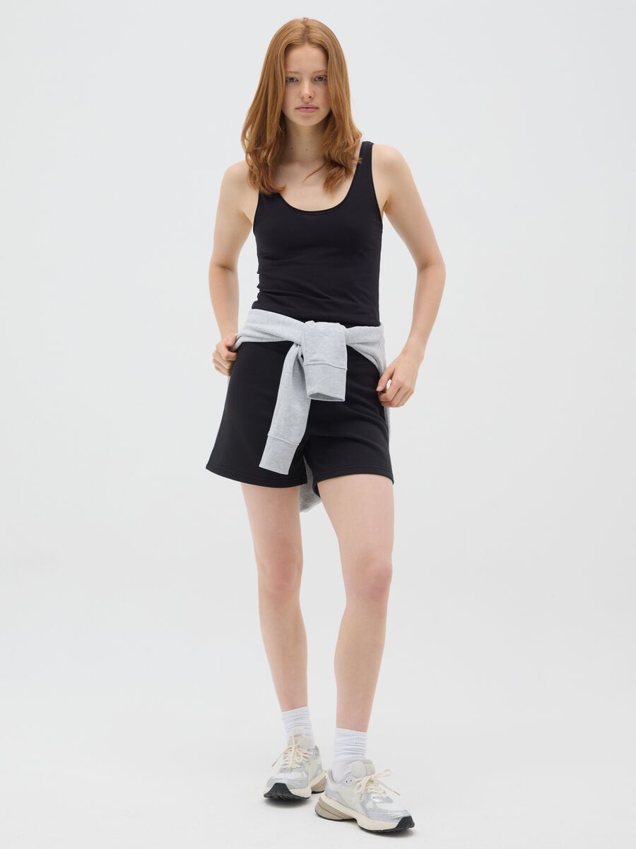 Women's black cotton-blend shorts, regular fit_0
