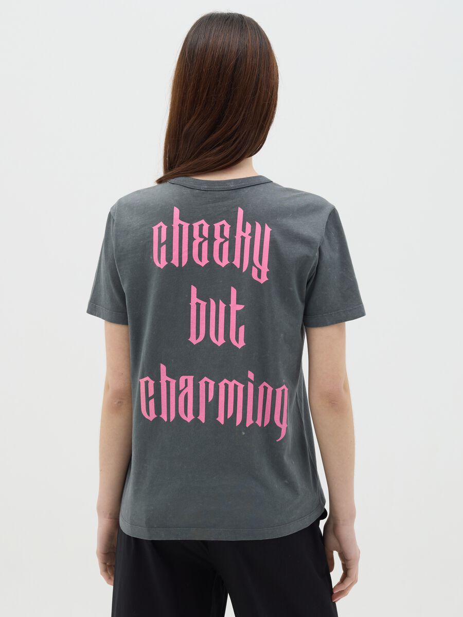 Black cotton T-shirt with Kuromi print_3