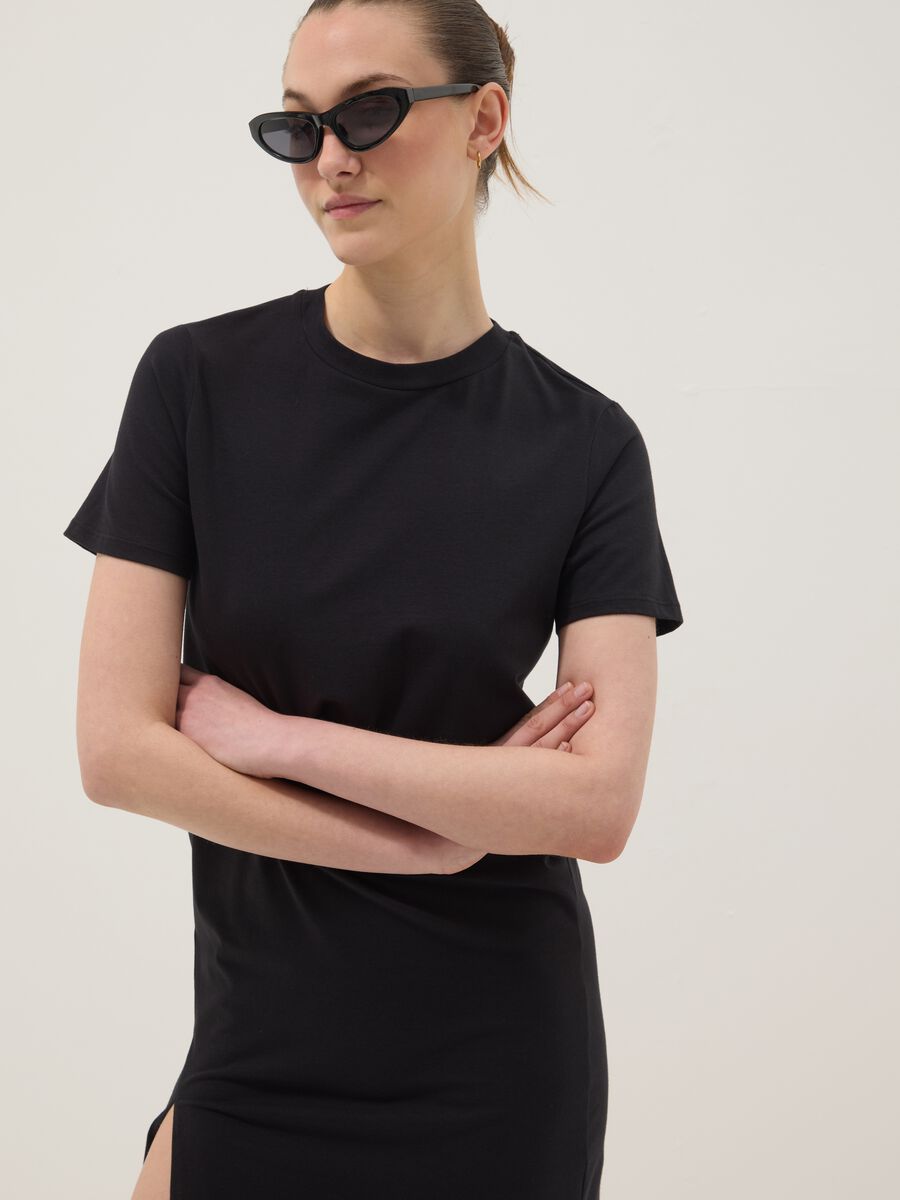 Black maxi dress in stretch cotton_1