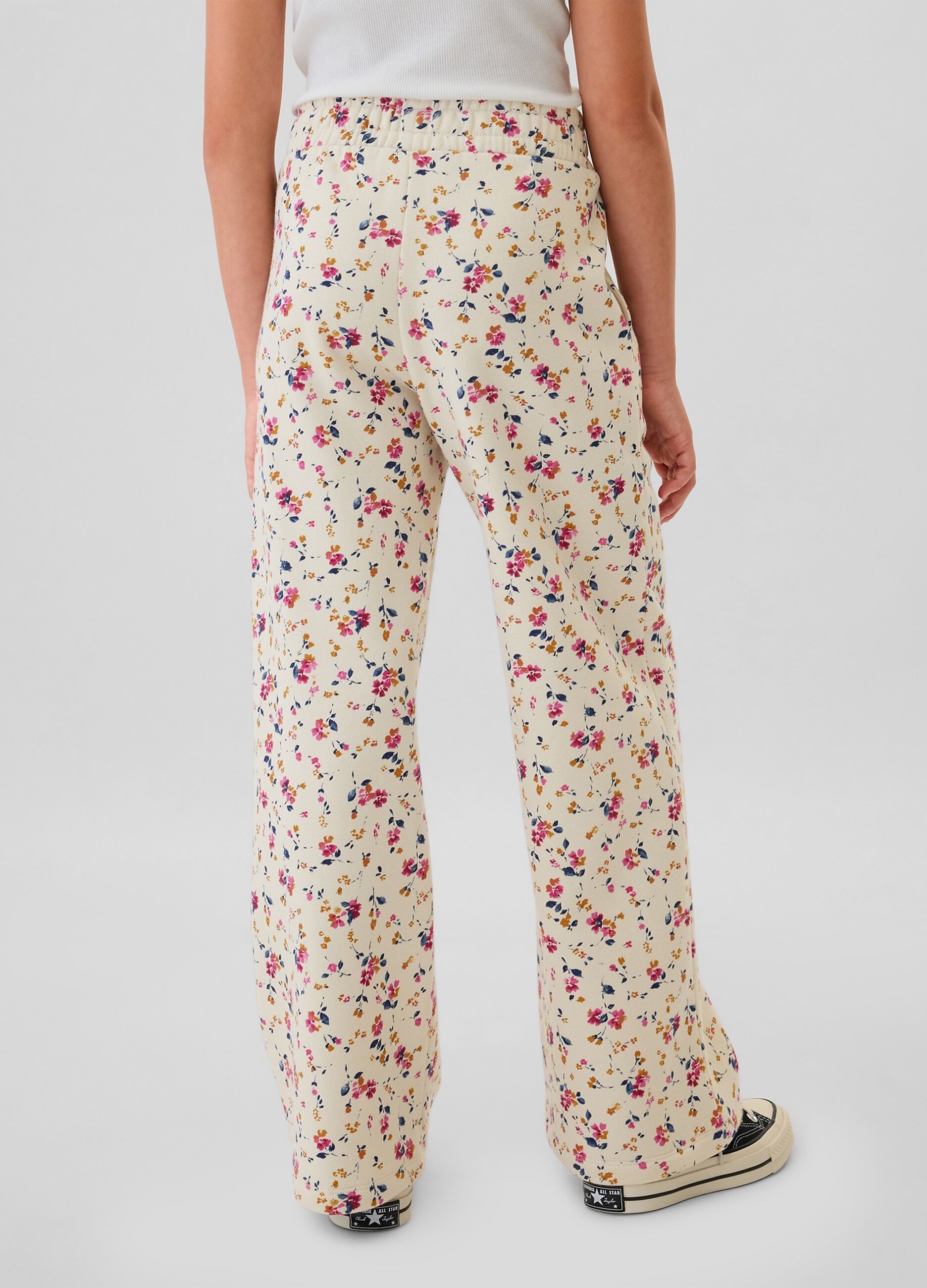 Wide-leg joggers with logo embroidery
