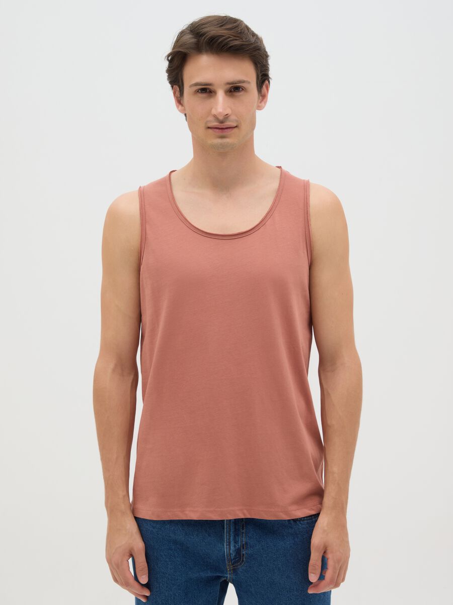 Men's pink pure cotton vest regular fit_0