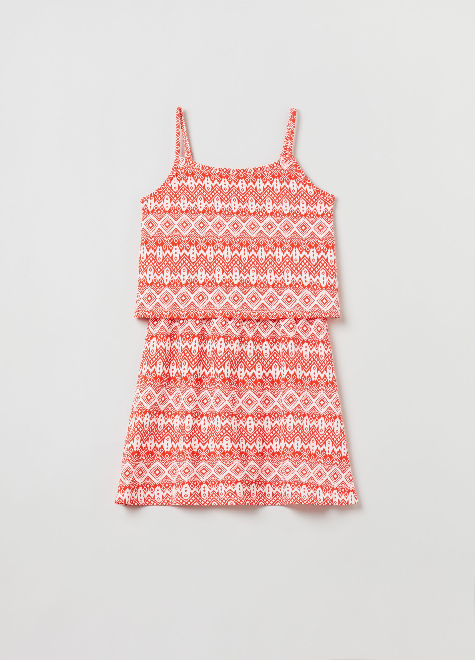Abito corto in jersey con stampa all-over_0