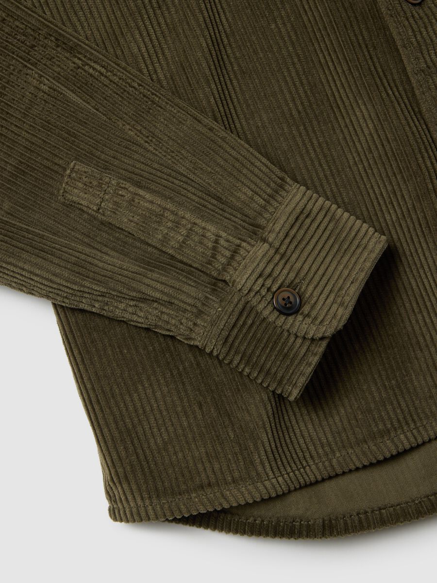 Camicia in puro cotone e velluto a coste verde con vestibilità over _1