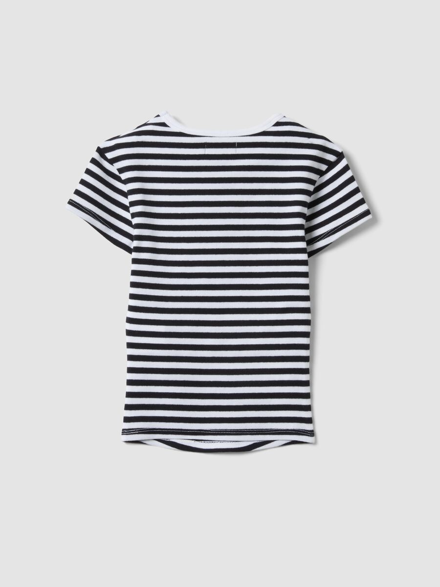 Girls&rsquo; fitted striped stretch-cotton T-shirt in multicolour_1